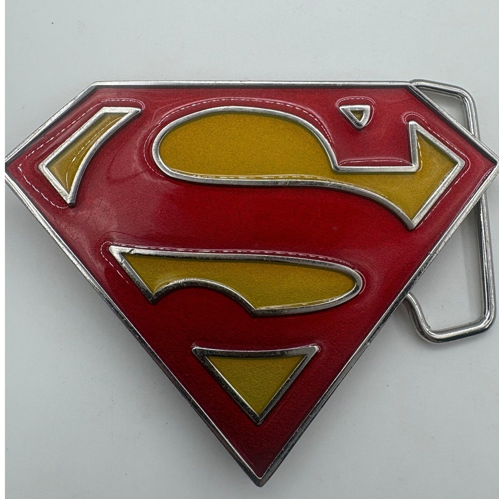DC Comics Superman Shield Belt‎ Buckle 2011 Superhero Logo Metal Red Yellow EX